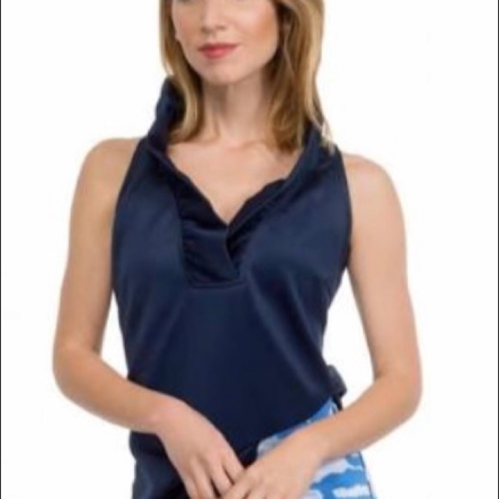 Gretchen Scott Jersey Sleeveless Ruffneck Top S